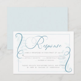 食事選択の返信カード | ティールブルーのシンプルなスクロール 招待状