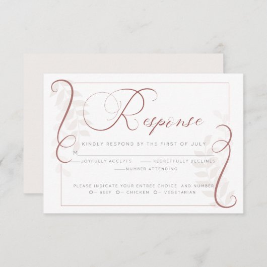 食事選択の返信 | カイエンヌと  ブラッシュ 招待状 (正面/裏面)
