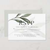食事選択の返信 | サボン色の水彩の葉 招待状 (正面/裏面)