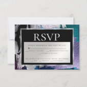 食事選択の返信｜シルバーアクアリラックのペイントアブストラクト 招待状 (正面)