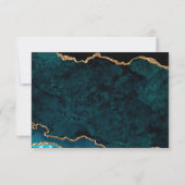 食事選択ティール（緑がかった色）金ゴールドアゲ結婚ート 出欠カード (裏面)