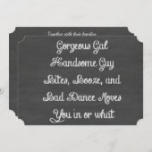 食事、飲み物、そして下手なダンスの黒板 招待状 (正面/裏面)