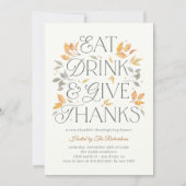 食事 飲み物 感謝を捧げる 感謝祭のディナー 招待状 (正面)