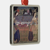 食事、Goaを食べているポルトガルの女性 メタルオーナメント (右)