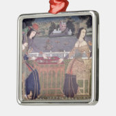 食事、Goaを食べているポルトガルの女性 メタルオーナメント (左)