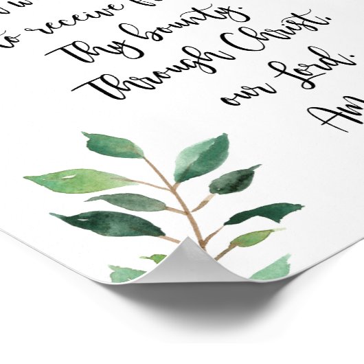 食前猶予祈りの言葉プリント書 ポスター (角)