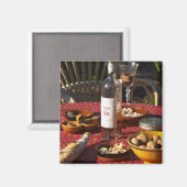 食前酒と前菜を用意：パン、オリーブ、 マグネット (正面/裏面)