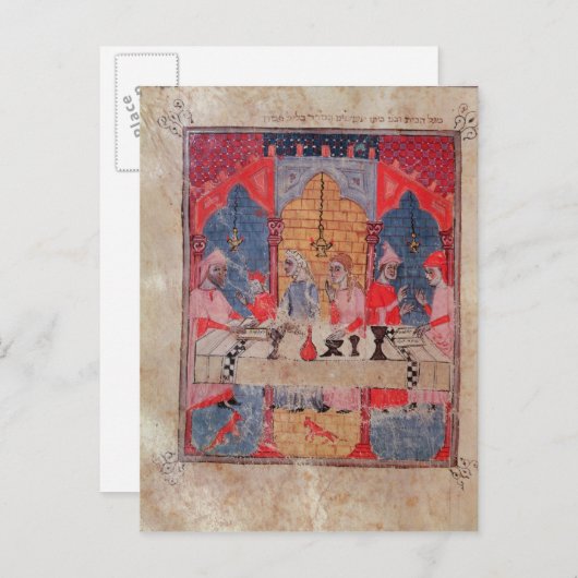 食卓に集まった家族が過ぎ越しに来た ポストカード (正面/裏面)