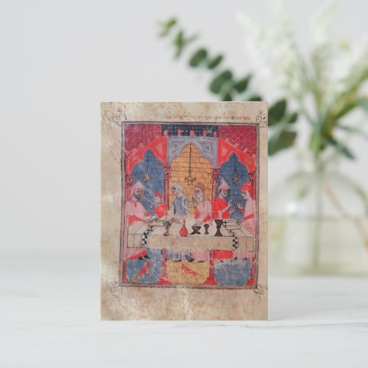 食卓に集まった家族が過ぎ越しに来た ポストカード (スタンド正面)