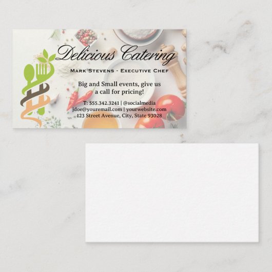 食卓に食べ物を並べる 名刺 (正面/裏面)