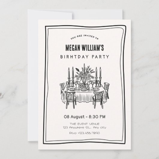 食卓の誕生日 招待状 (正面)