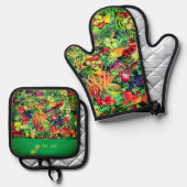 食品おもしろい野菜 鍋つかみ&鍋敷きセット (正面/裏面)