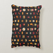 食品のシームレスなピクセルアートパターン，織物質感, アクセントクッション (裏面(縦))