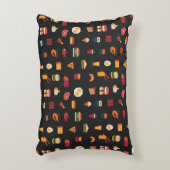 食品のシームレスなピクセルアートパターン，織物質感, アクセントクッション (正面(垂直))