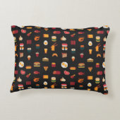 食品のシームレスなピクセルアートパターン，織物質感, アクセントクッション (裏面)