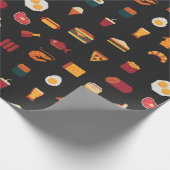 食品のシームレスなピクセルアートパターン，織物質感, ラッピングペーパー (角)