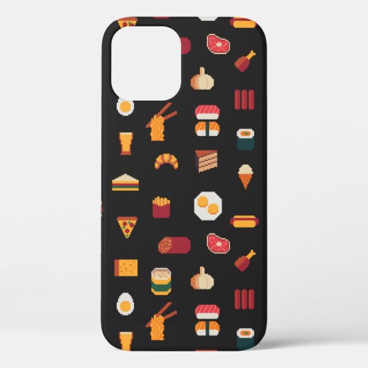 食品のシームレスなピクセルアートパターン，織物質感, Case-Mate iPhoneケース (裏面)