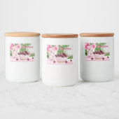 食品の瓶のラベルとさくらんぼと花 フードラベル (ボトル)