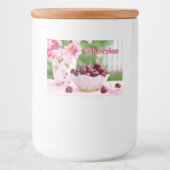 食品の瓶のラベルとさくらんぼと花 フードラベル (正面)