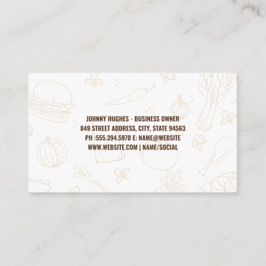 食品アイコンとカトラリー 名刺 (裏面)