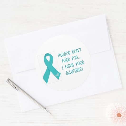 食品アレルギーのステッカー「お願食べ物を与えいやめて」 ラウンドシール (封筒)