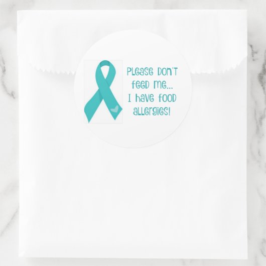 食品アレルギーのステッカー「お願食べ物を与えいやめて」 ラウンドシール (バッグ)
