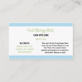 食品アレルギーレストラン警告カードテンプレート 名刺 (正面)