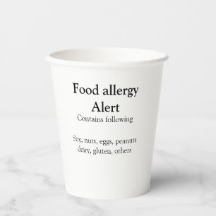 食品アレルギー注意喚起 名前を入力 テキスト 食品アイテム 招待状 紙コップ