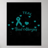 食品アレルギー用のかわいいIティール（緑がかった色）認識度ギフトT-Sh ポスター (正面)