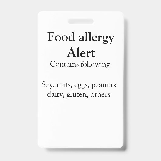 食品アレルギー警告を追加文字食品アイテムinvita バッジ (Front)