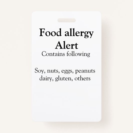 食品アレルギー警告を追加文字食品アイテムinvita バッジ (裏面)