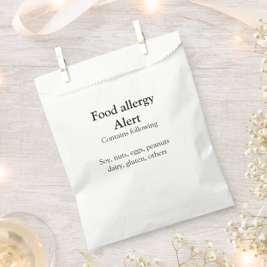 食品アレルギー警告を追加文字食品アイテムinvita フェイバーバッグ (クリップ留めされた状態)