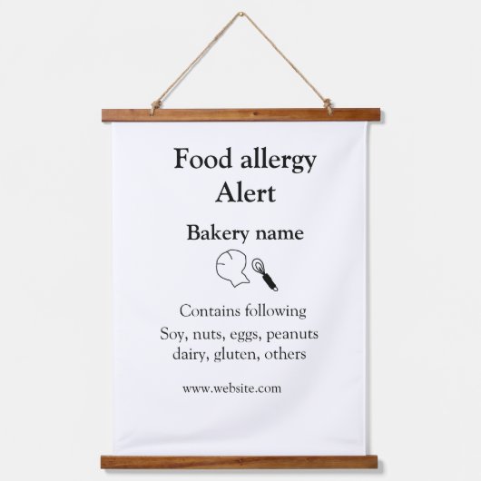 食品アレルギー警告を追加文字食品アイテムinvita 吊り下げ型タペストリー (正面)