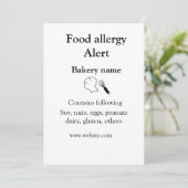 食品アレルギー警告を追加文字食品アイテムinvita 招待状 (スタンド正面)