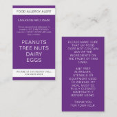 食品アレルギー警告シェフパーソナライズされたカード 名刺 (正面/裏面)