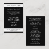 食品アレルギー警告シェフパーソナライズされたカード 名刺 (正面/裏面)