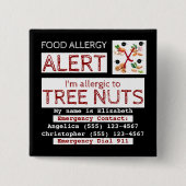 食品アレルギー警告簡単編集スクエアラベル 缶バッジ (正面)