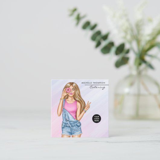 食品ケータリング名刺 スクエア名刺 (スタンド正面)