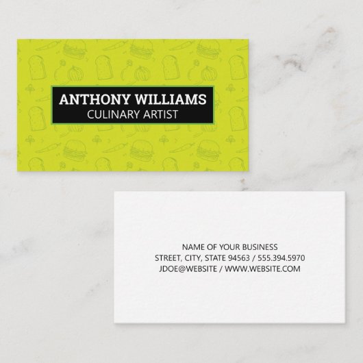 食品パターン背景 | 料理 名刺 (正面/裏面)