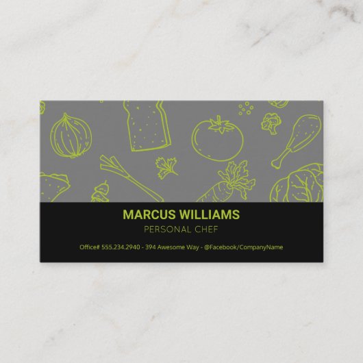 食品パターン |エグゼクティブシェフ |キッチンマネージャー 名刺 (正面)