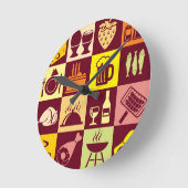 食品パターン ラウンド壁時計 (傾斜)