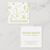 食品パターン | レストランのオーナー | シェフ スクエア名刺 (正面/裏面)