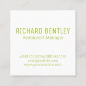 食品パターン | レストランのオーナー | シェフ スクエア名刺 (裏面)