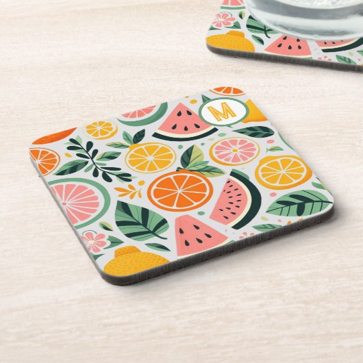 食品ブロガーDecor FruityグルメSummer Monogram コースター (左側)