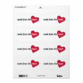 食品ラベルから作られるハート ラベル (フルシート)