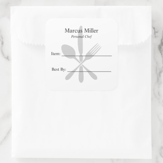 食品ラベルに関する書食事の準備パーソナルシェフ スクエアシール (バッグ)