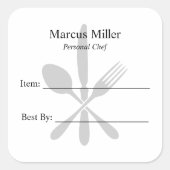 食品ラベルに関する書食事の準備パーソナルシェフ スクエアシール (正面)