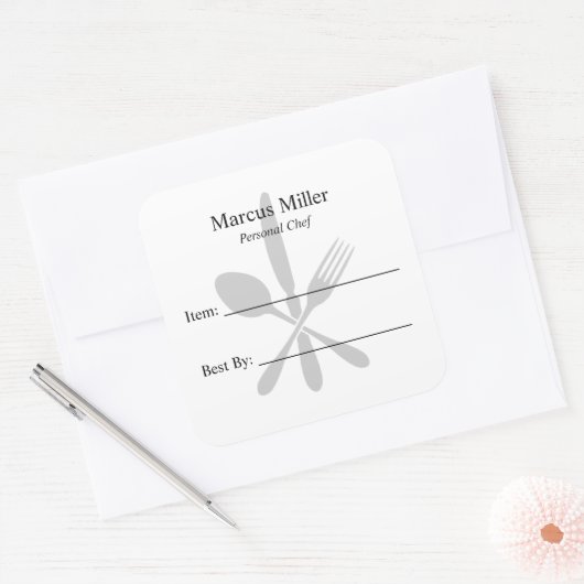 食品ラベルに関する書食事の準備パーソナルシェフ スクエアシール (封筒)