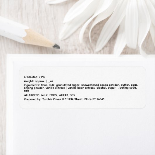 食品ラベルシンプルで作成した食品 ラベル (インサイチュ)