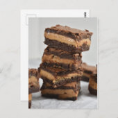 食品写真ピーナッツバターチョコレートブラウニー ポストカード (正面/裏面)